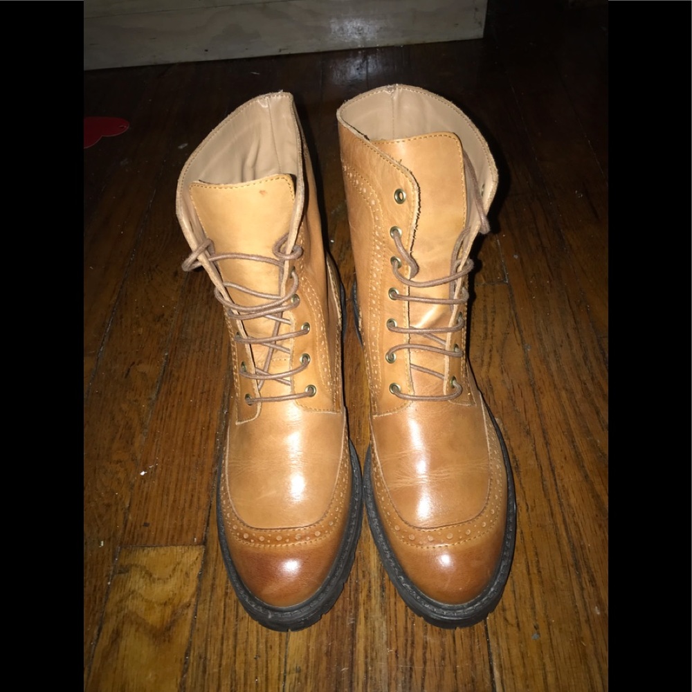 Zara Leather Brogue Oxford Laced boots sz 8
